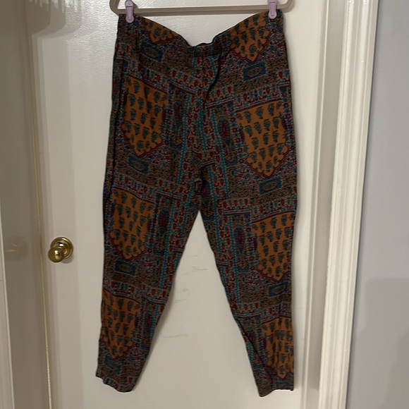 RAFFERTY 90’s FUN FESTIVAL PANTS WOMENS SIZE M BROWN GREEN PULL-ON POCKETS COMFY - Picture 3 of 9